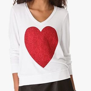 Wildfox Glitter Red Heart White Jumper/Sweatshirt